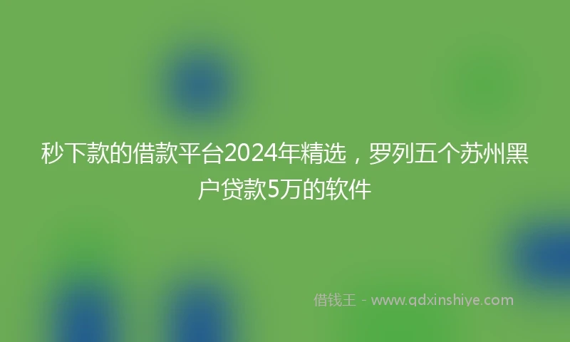 秒下款的借款平台2024年精选，罗列五个苏州黑户贷款5万的软件