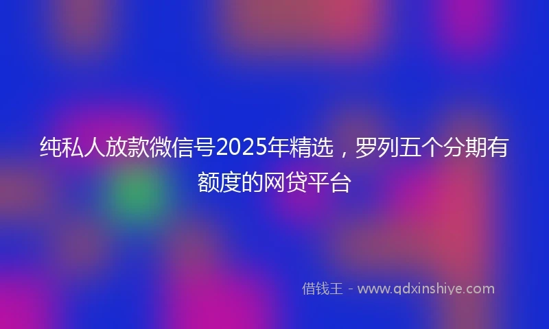 纯私人放款微信号2025年精选,罗列五个分期有额度的网贷平台