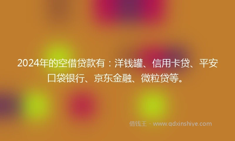 2024年的空借贷款有：洋钱罐、信用卡贷、平安口袋银行、京东金融、微粒贷等。