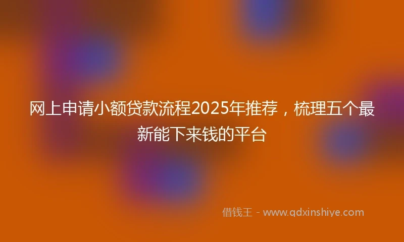 网上申请小额贷款流程2025年推荐，梳理五个最新能下来钱的平台