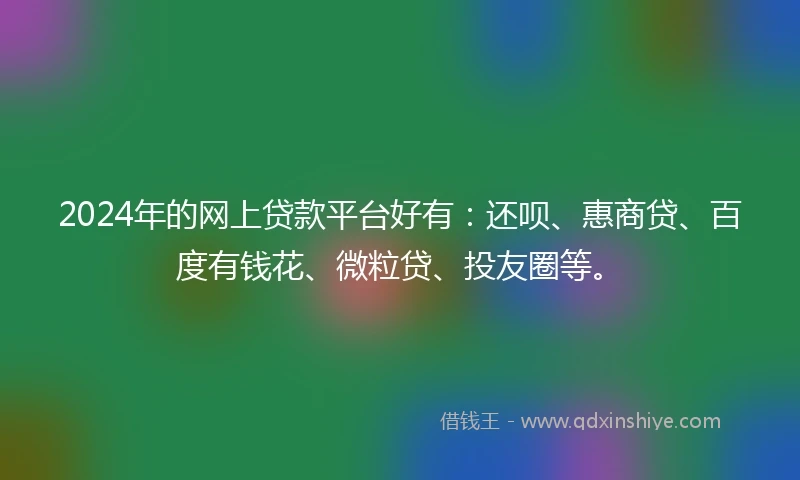2024年的网上贷款平台好有：还呗、惠商贷、百度有钱花、微粒贷、投友圈等。