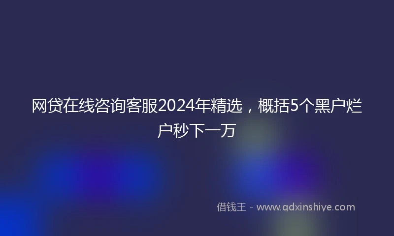 网贷在线咨询客服2024年精选，概括5个黑户烂户秒下一万