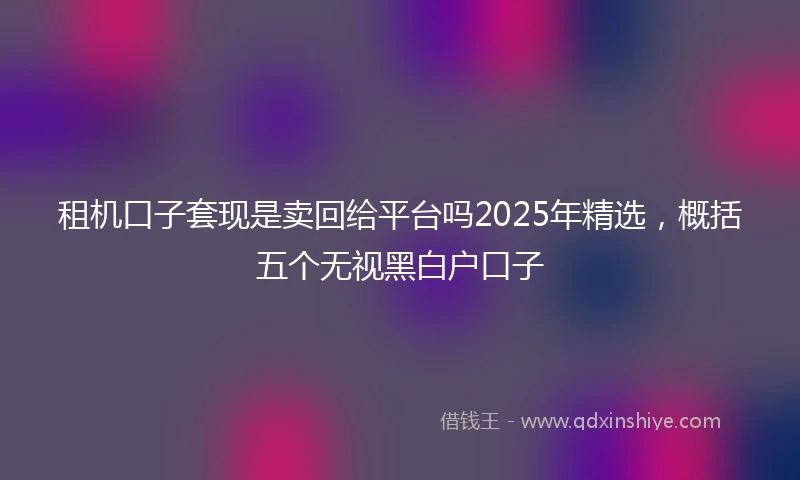 租机口子套现是卖回给平台吗2025年精选，概括五个无视黑白户口子