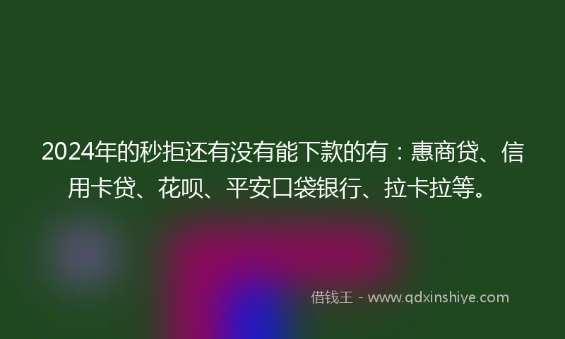 2024年的秒拒还有没有能下款的有：惠商贷、信用卡贷、花呗、平安口袋银行、拉卡拉等。