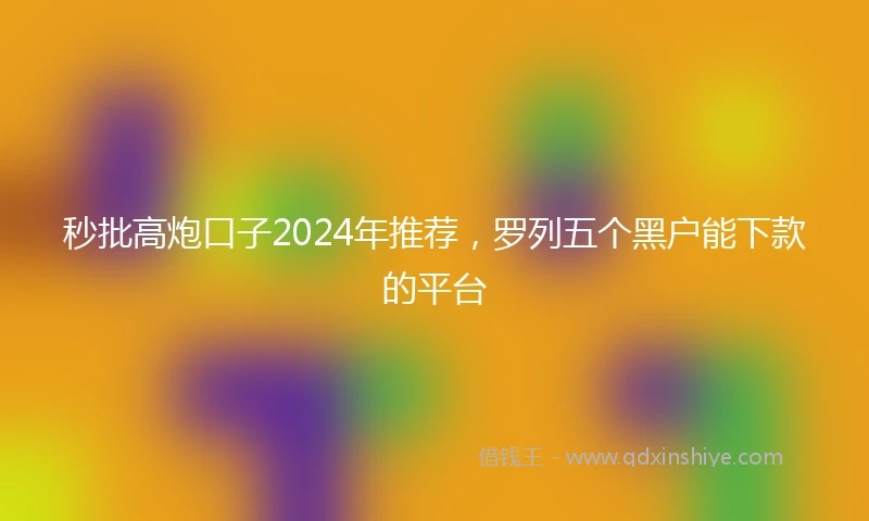 秒批高炮口子2024年推荐，罗列五个黑户能下款的平台