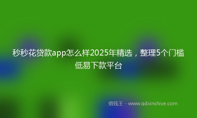 秒秒花贷款app怎么样2025年精选，整理5个门槛低易下款平台