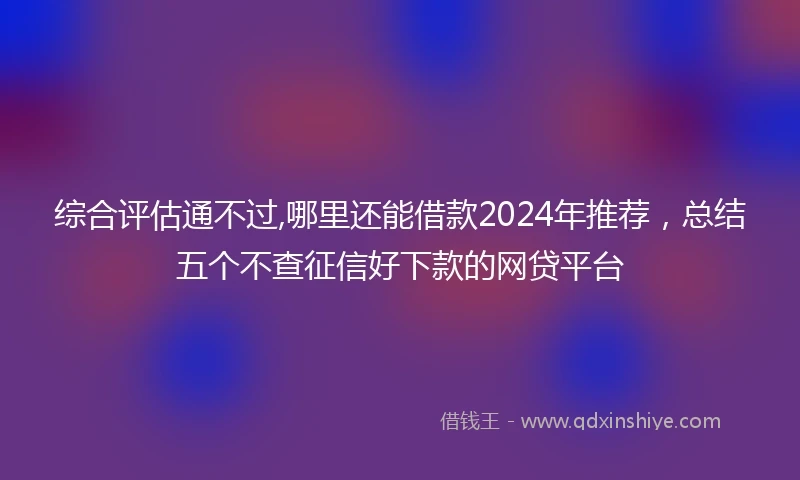 综合评估通不过,哪里还能借款2024年推荐，总结五个不查征信好下款的网贷平台