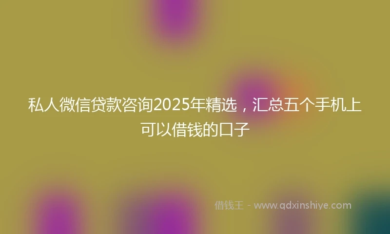 私人微信贷款咨询2025年精选，汇总五个手机上可以借钱的口子