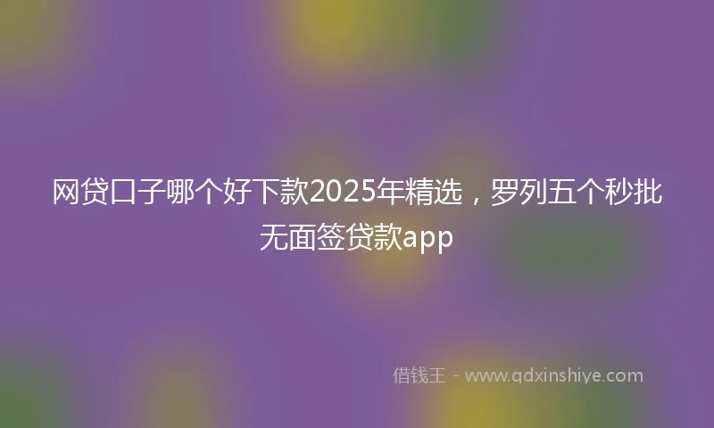 网贷口子哪个好下款2025年精选，罗列五个秒批无面签贷款app