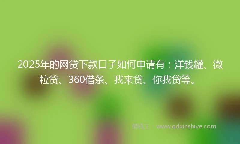 2025年的网贷下款口子如何申请有：洋钱罐、微粒贷、360借条、我来贷、你我贷等。