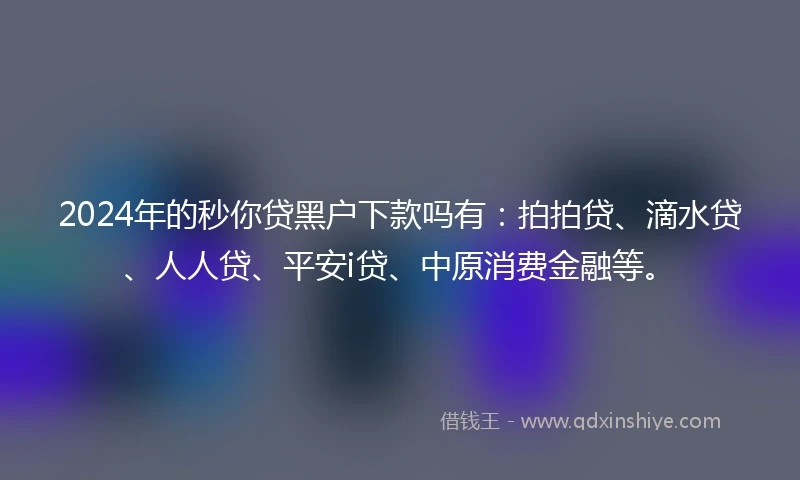 2024年的秒你贷黑户下款吗有：拍拍贷、滴水贷、人人贷、平安i贷、中原消费金融等。