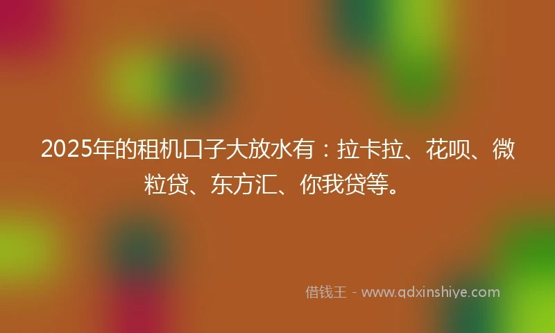 2025年的租机口子大放水有：拉卡拉、花呗、微粒贷、东方汇、你我贷等。
