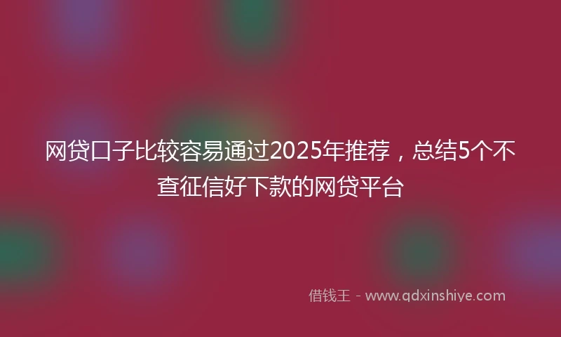 网贷口子比较容易通过2025年推荐，总结5个不查征信好下款的网贷平台