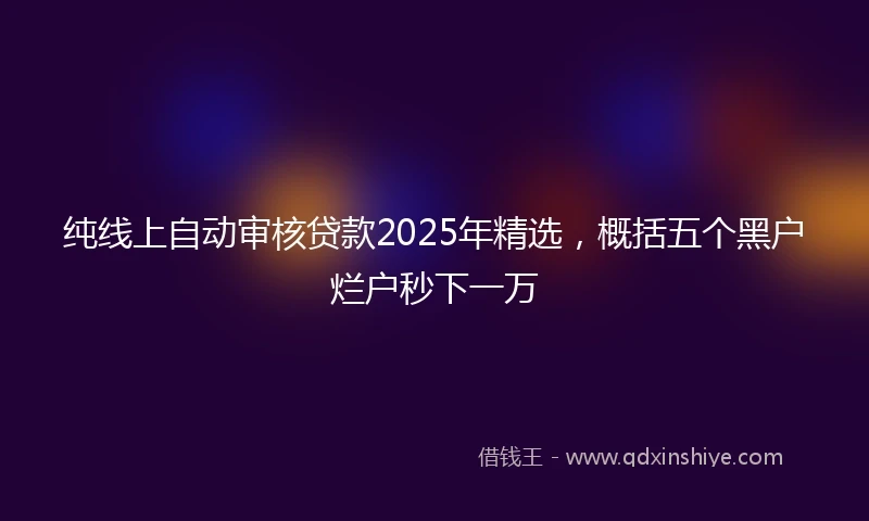 纯线上自动审核贷款2025年精选,概括五个黑户烂户秒下一万