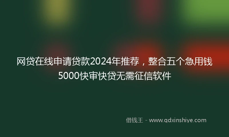 网贷在线申请贷款2024年推荐，整合五个急用钱5000快审快贷无需征信软件