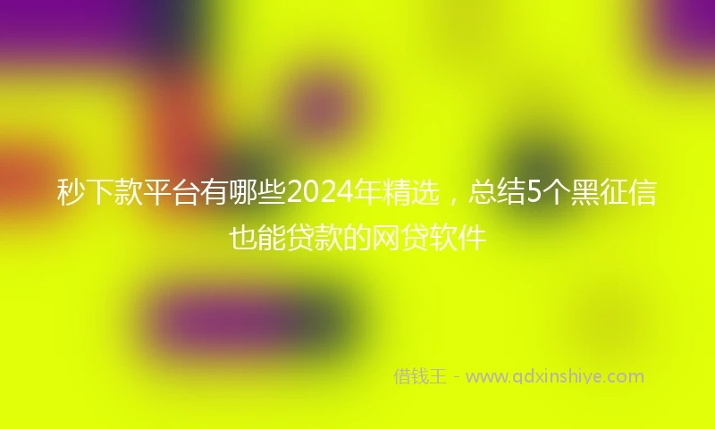 秒下款平台有哪些2024年精选，总结5个黑征信也能贷款的网贷软件