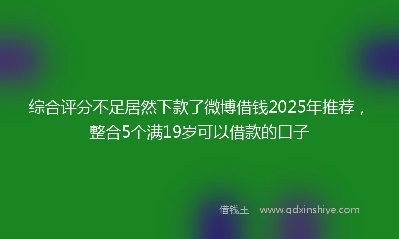 综合评分不足居然下款了微博借钱2025年推荐，整合5个满19岁可以借款的口子