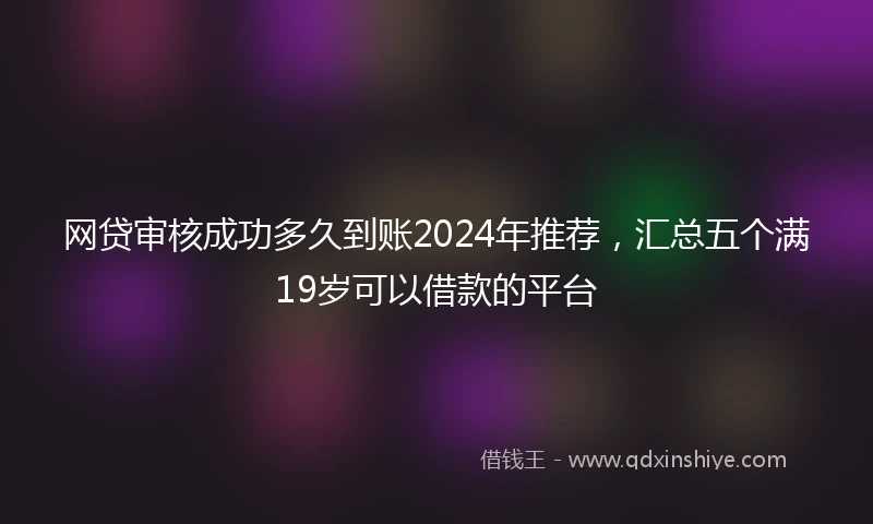 网贷审核成功多久到账2024年推荐，汇总五个满19岁可以借款的平台