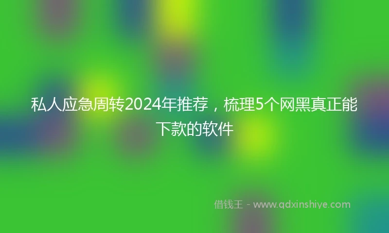 私人应急周转2024年推荐，梳理5个网黑真正能下款的软件