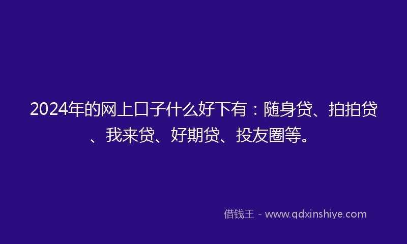 2024年的网上口子什么好下有：随身贷、拍拍贷、我来贷、好期贷、投友圈等。