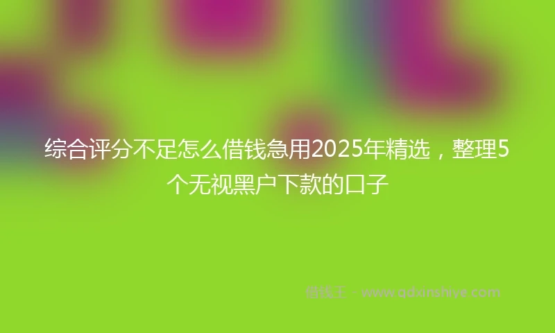 综合评分不足怎么借钱急用2025年精选，整理5个无视黑户下款的口子