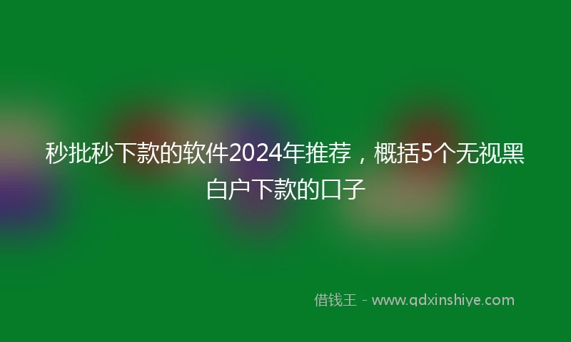 秒批秒下款的软件2024年推荐，概括5个无视黑白户下款的口子