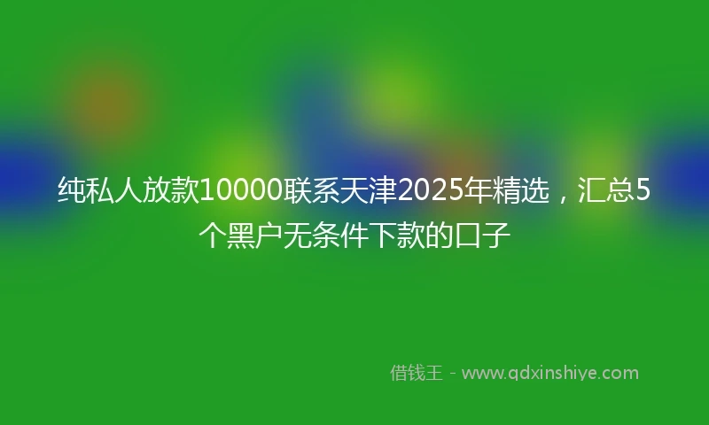 纯私人放款10000联系天津2025年精选，汇总5个黑户无条件下款的口子