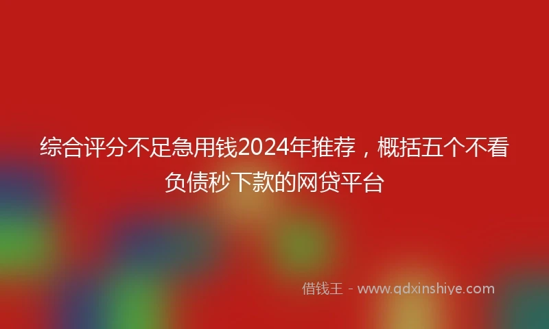 综合评分不足急用钱2024年推荐，概括五个不看负债秒下款的网贷平台