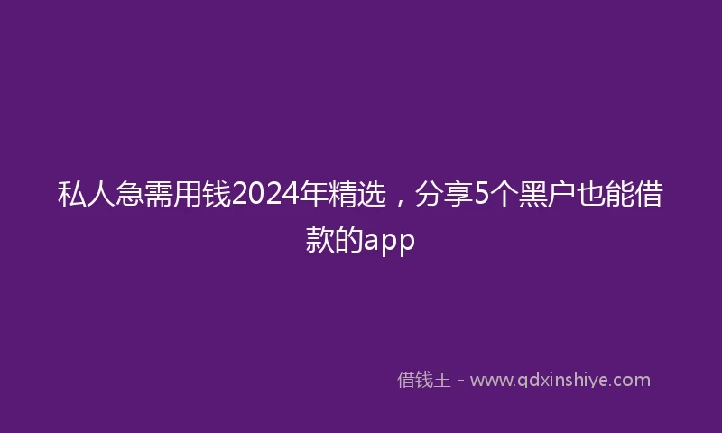 私人急需用钱2024年精选，分享5个黑户也能借款的app