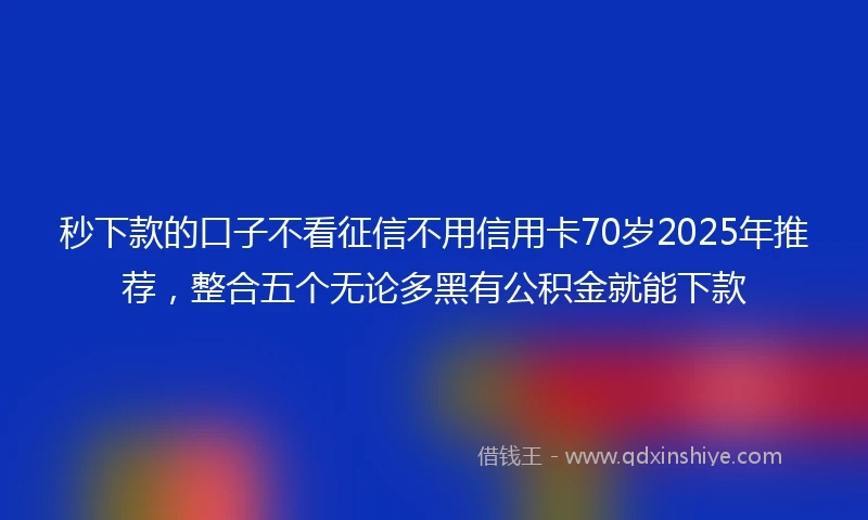 秒下款的口子不看征信不用信用卡70岁2025年推荐，整合五个无论多黑有公积金就能下款