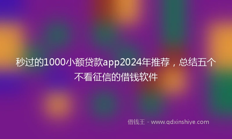 秒过的1000小额贷款app2024年推荐，总结五个不看征信的借钱软件
