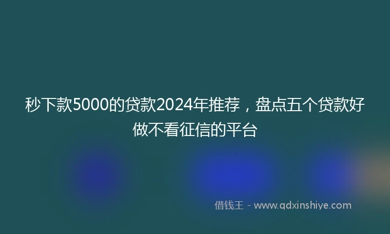 秒下款5000的贷款2024年推荐，盘点五个贷款好做不看征信的平台