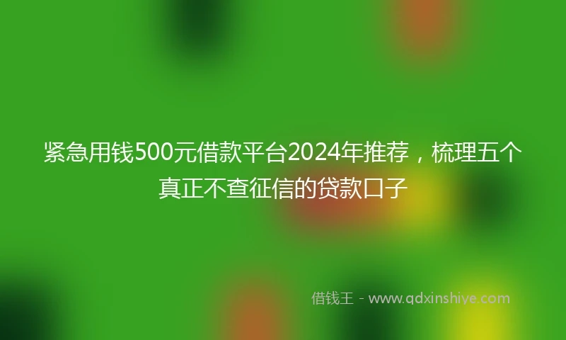 紧急用钱500元借款平台2024年推荐，梳理五个真正不查征信的贷款口子