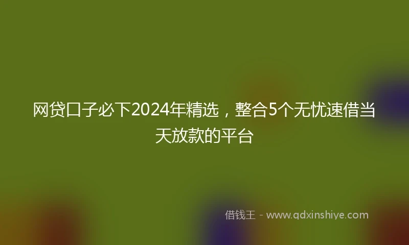 网贷口子必下2024年精选，整合5个无忧速借当天放款的平台