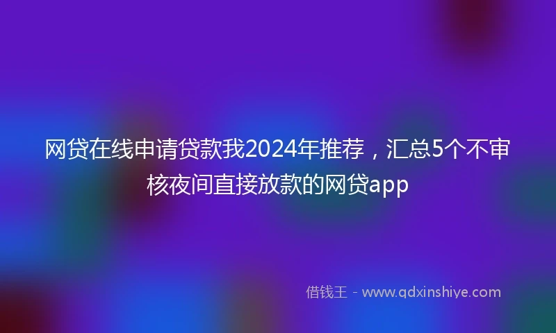 网贷在线申请贷款我2024年推荐，汇总5个不审核夜间直接放款的网贷app