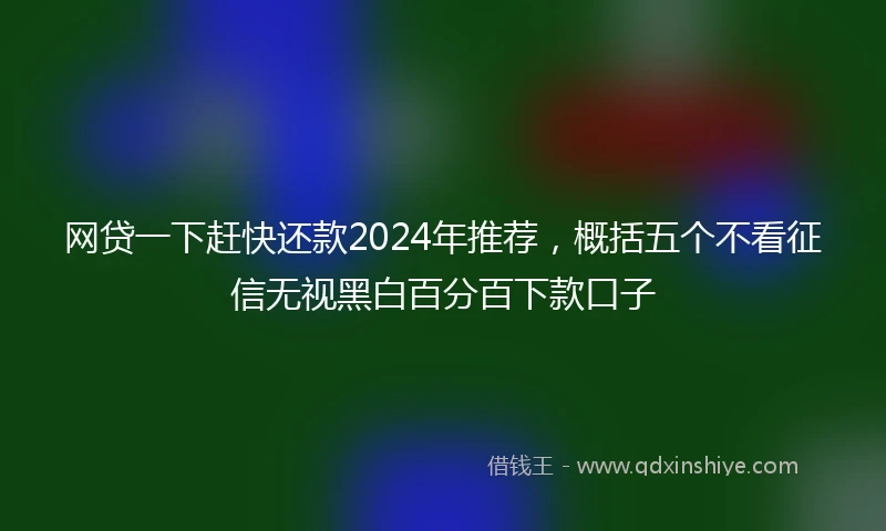 网贷一下赶快还款2024年推荐，概括五个不看征信无视黑白百分百下款口子