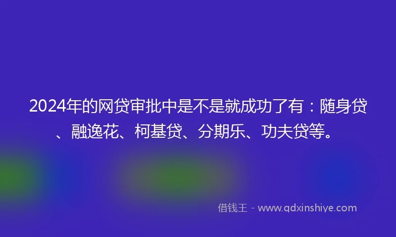 2024年的网贷审批中是不是就成功了有：随身贷、融逸花、柯基贷、分期乐、功夫贷等。