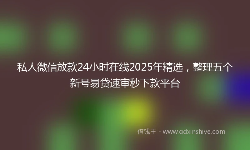 私人微信放款24小时在线2025年精选，整理五个新号易贷速审秒下款平台