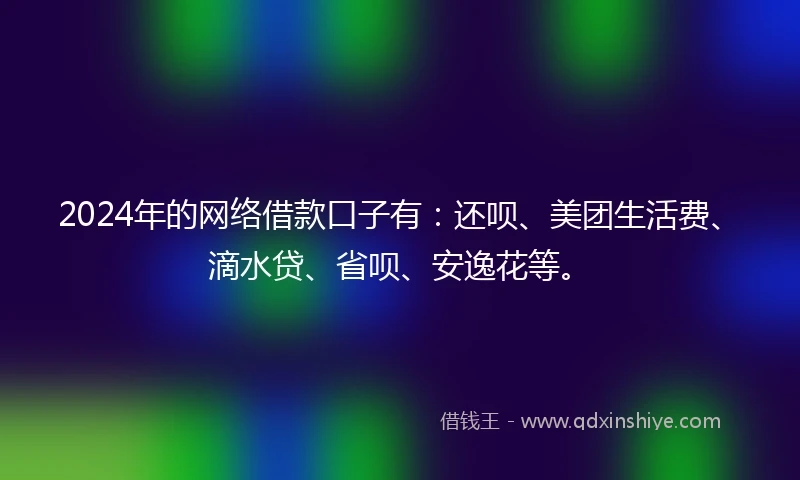 2024年的网络借款口子有：还呗、美团生活费、滴水贷、省呗、安逸花等。