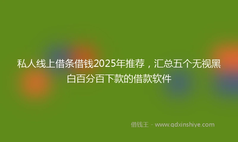 私人线上借条借钱2025年推荐，汇总五个无视黑白百分百下款的借款软件