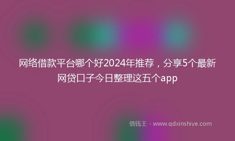 网络借款平台哪个好2024年推荐，分享5个最新网贷口子今日整理这五个app