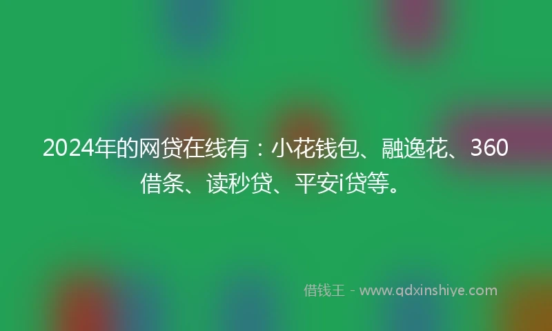 2024年的网贷在线有：小花钱包、融逸花、360借条、读秒贷、平安i贷等。