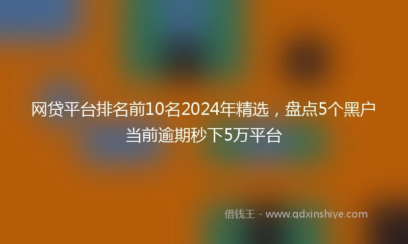 网贷平台排名前10名2024年精选，盘点5个黑户当前逾期秒下5万平台