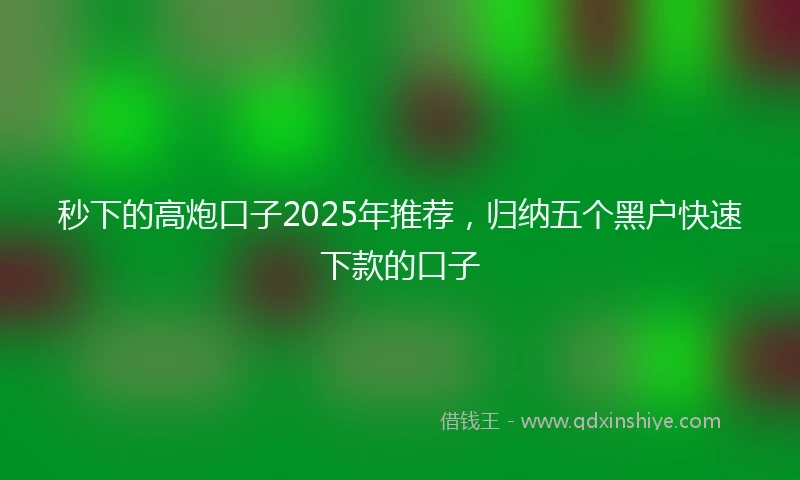 秒下的高炮口子2025年推荐，归纳五个黑户快速下款的口子