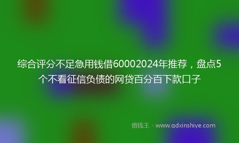 综合评分不足急用钱借60002024年推荐，盘点5个不看征信负债的网贷百分百下款口子