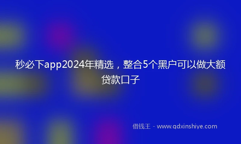 秒必下app2024年精选，整合5个黑户可以做大额贷款口子
