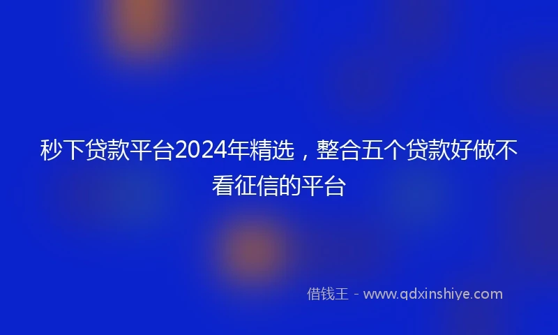 秒下贷款平台2024年精选,整合五个贷款好做不看征信的平台