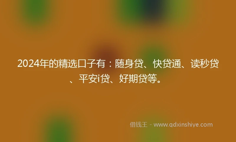 2024年的精选口子有：随身贷、快贷通、读秒贷、平安i贷、好期贷等。