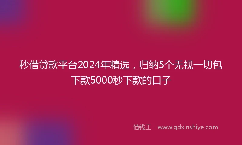 秒借贷款平台2024年精选，归纳5个无视一切包下款5000秒下款的口子