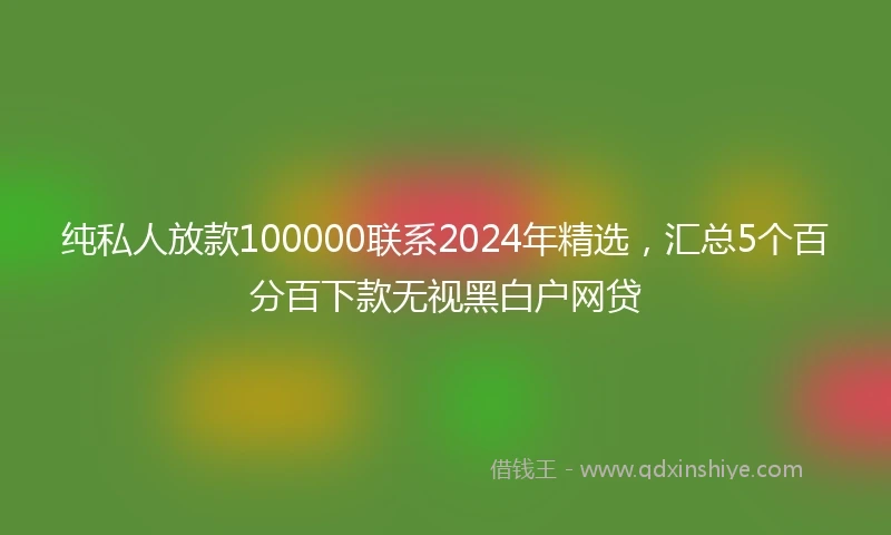 纯私人放款100000联系2024年精选，汇总5个百分百下款无视黑白户网贷